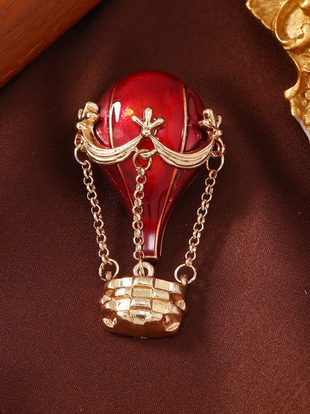 Red Hot Air Balloon Brooch